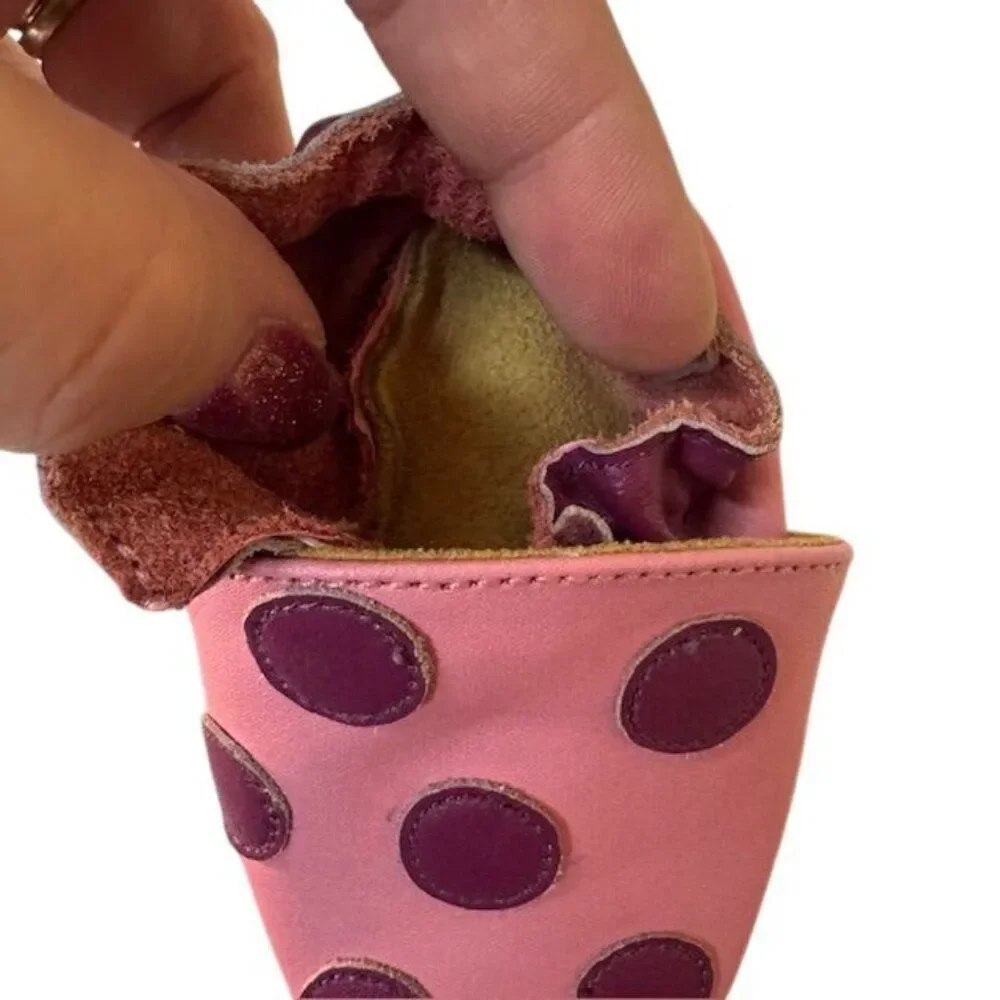 Pink & Purple Polka Dot Baby Moccasins Soft Sole Leather Shoes By Elk